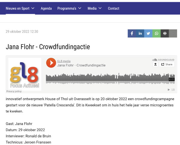 House of Thol on local radio station GL8 about the Patella Crescenda crowdfunding campaign