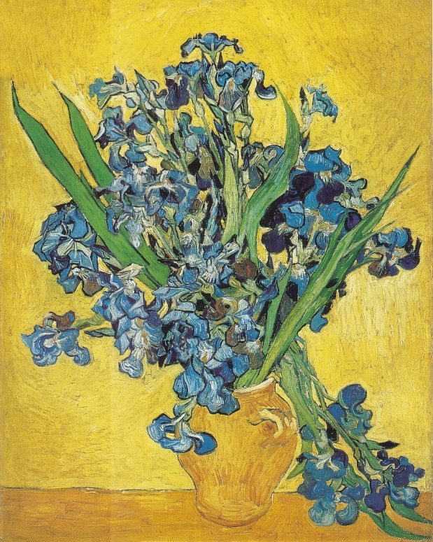 Vincent van Gogh - Vase with irises against a yellow background