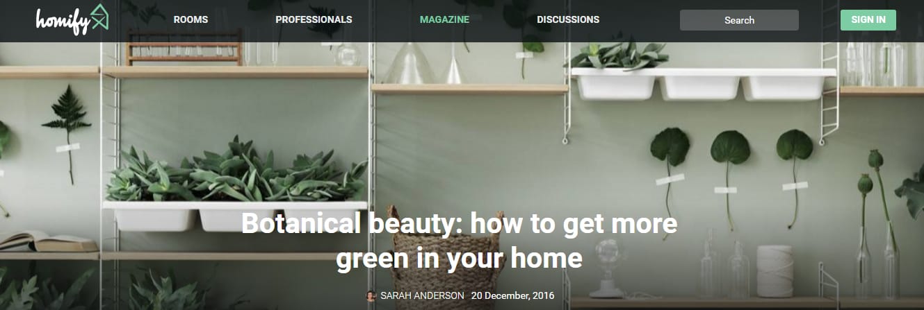 Homify's guide to a botanically beautiful home | print screen of Homify website