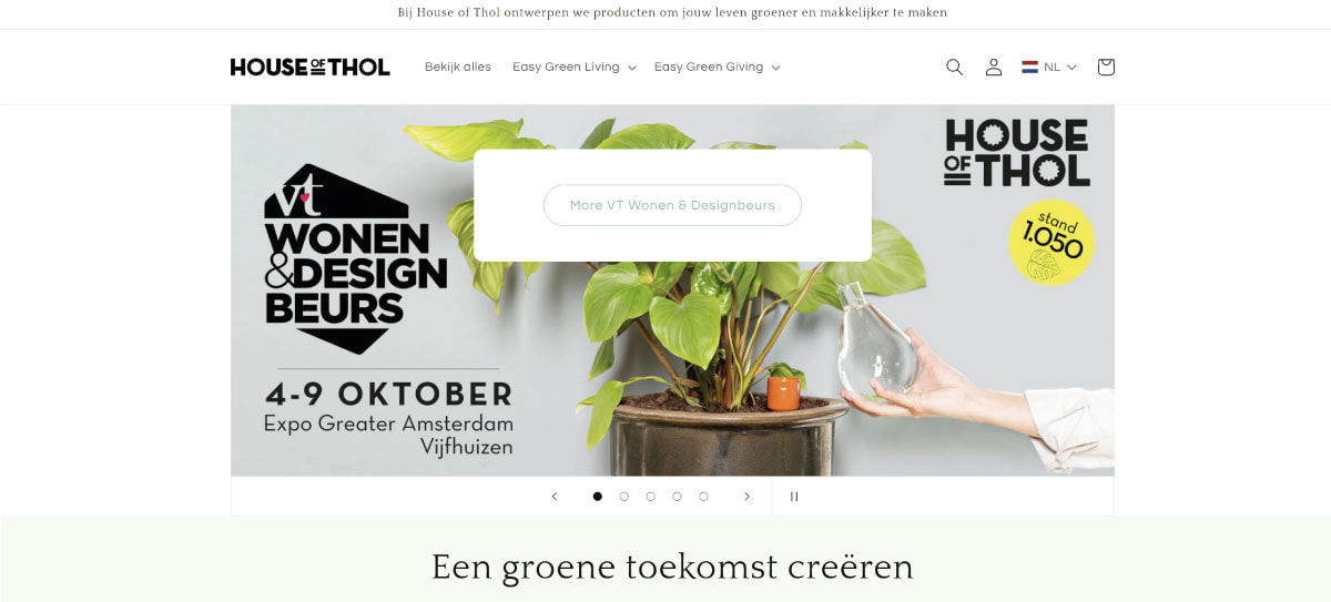 Screenshot Houseofthol.shop/nl - the new House of Thol webshop for easy green living