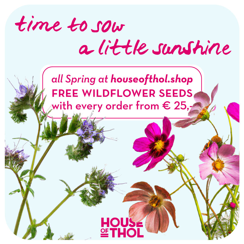 Time to sow a little sunshine! - Help the bees, receive a free package of wildflower seeds with every online order of €25,- and up this spring
