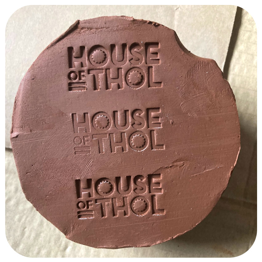 Patella Crescenda clay stamp sample from our production partner in Portugal